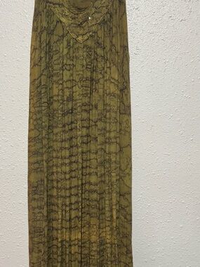 Advance Apparels Olive Maxi Skirt with Textured Print